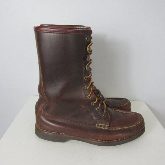 Polo Country Ralph Lauren Women 7.5 M Brown Leather Lace Up Moc Toe Ankle Boots - Picture 10 of 15